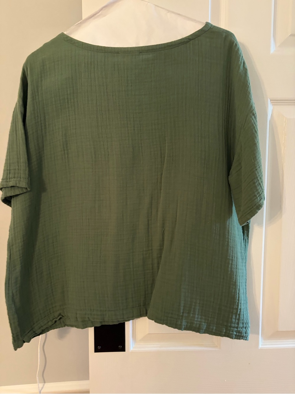 Eileen Fisher Olive Green Short-Sleeve Boxy Tee - Picture 4 of 6
